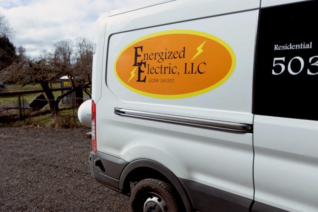 energized electric logo on the side of a van