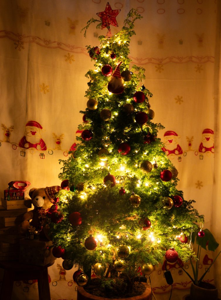 christmas tree with bright lights